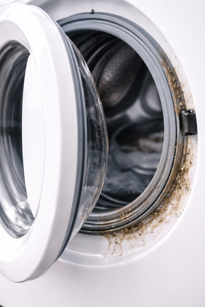 Joint de porte de lave-linge encrassé pouvant provoquer une fuite