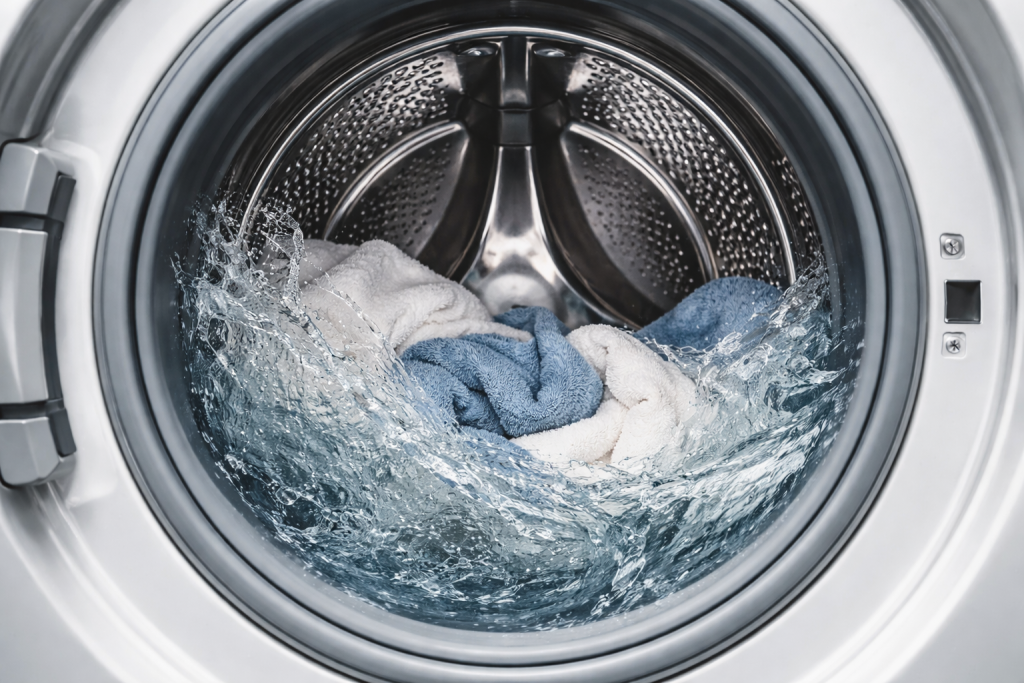 Lavage en cours dans la machine à laver